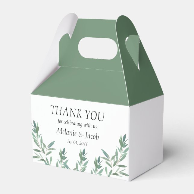 Elegant Green Foliage  Favour Box (Front Side)