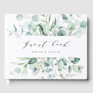 Elegant Green Foliage Wedding Guest Book