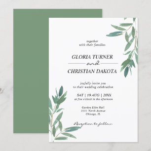 Elegant Green Foliage Wedding Invitation