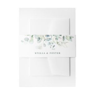 Elegant Green Foliage Wedding Invitation Belly Band