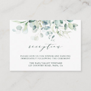 Elegant Green Foliage Wedding Reception Enclosure Card