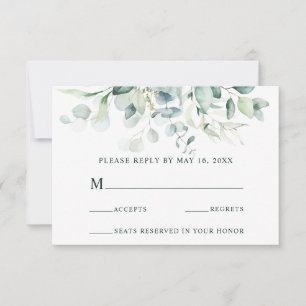 Elegant Green Foliage Wedding RSVP Card