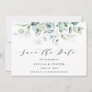 Elegant Green Foliage Wedding Save the Date Card