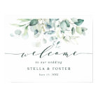 Elegant Green Foliage Wedding Welcome Sign