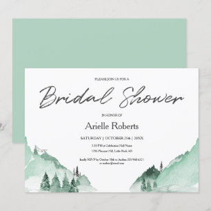 Elegant Green Forest Mountains Bridal Shower Invitation