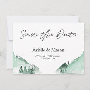 Elegant Green Forest Mountains Save the Date