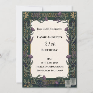 Elegant Green Framed 21st Birthday Invitation