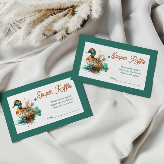 Elegant Green Framed Mallard Duck Baby Shower Game Enclosure Card (Creator Uploaded)