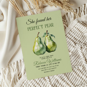 Elegant Green Fruit Perfect Pear Bridal Shower Invitation