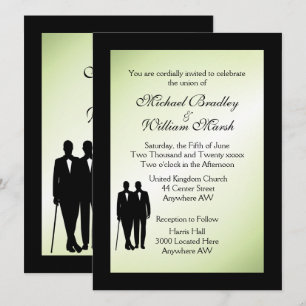 Elegant Green Gay Wedding Invitation