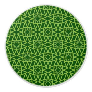 Elegant Green Geometric Patterns Ceramic Knob
