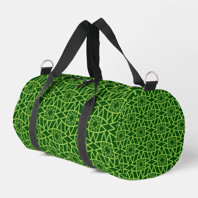  Elegant Green Geometric Patterns Duffle Bag (Left Corner)
