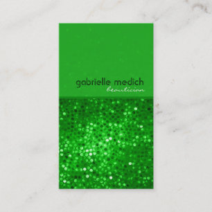 Elegant Green Glitter Beautician Business Card