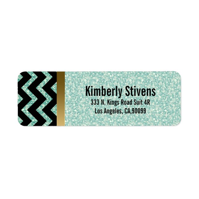 Elegant Green Glitter Black Chevron Gold Accents (Front)