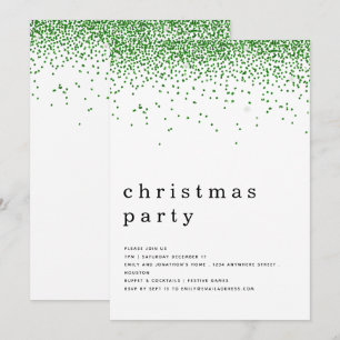 Elegant Green Glitter Christmas Party Invitation