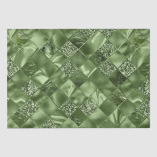 Elegant Green Glitter Diamond Lattice Pattern Tissue Paper