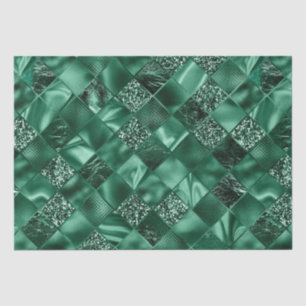 Elegant Green Glitter Diamond Lattice Pattern Tissue Paper