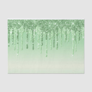 Elegant Green Glitter Drips Tissue Paper