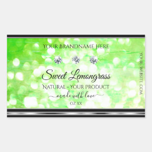 Elegant Green Glitter Product Labels Rhinestones