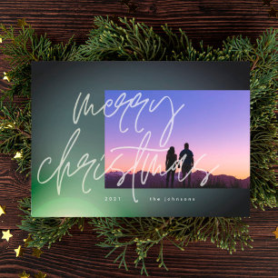 Elegant Green Glow Christmas Gradient Ombre Holiday Card