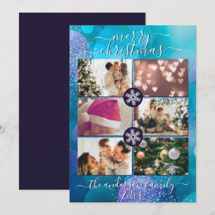 Elegant Green Gold Bokeh Art Merry Christmas Holiday Card