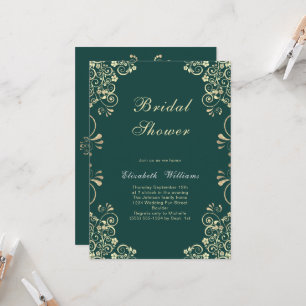 Elegant Green Gold Bridal Shower Invitation