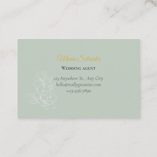 Elegant Green & Gold Business Card (Back)