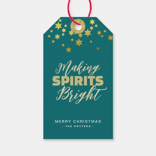 Elegant Green & Gold Christmas Gift Tags (Front)