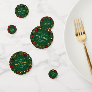 Elegant Green Gold Christmas Holiday Table Confett Confetti