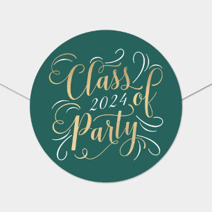 Elegant Green Gold Class of 2024 Graduation Classic Round Sticker