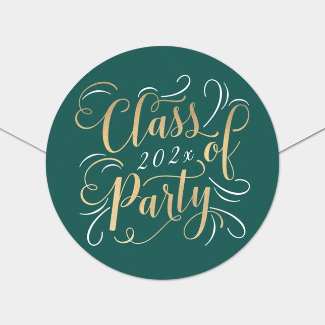 Elegant Green Gold Class of 2025 Graduation Classic Round Sticker (Creator Uploaded)