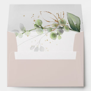 Elegant Green Gold Eucalyptus Blush Pink Wedding   Envelope