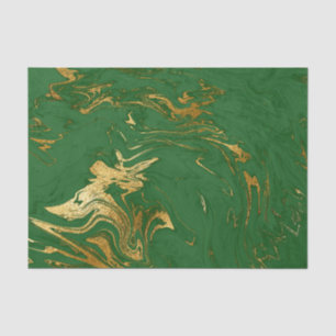 Elegant Green Gold Faux Marble Christmas Tissue Paper