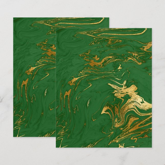 Elegant Green Gold Faux Marble Scrapbook Paper (Front/Back)