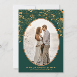 Elegant Green & Gold Floral Birds Custom Photo Save The Date