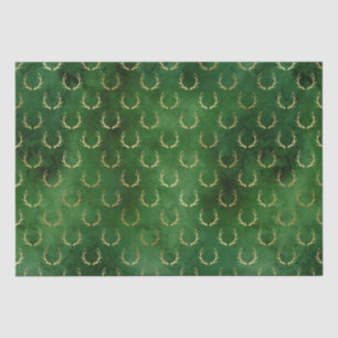 Elegant green gold foil antlers pattern Christmas Tissue Paper