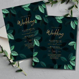 Elegant Green Gold Foil Budget Wedding