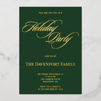 Elegant Green Gold Foil Holiday Party