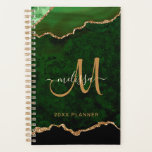 Elegant Green Gold Glitter Agate Monogram 2024 Planner<br><div class="desc">This elegant personalised planner will keep your schedule organised and features a emerald green agate pattern with faux gold glitter. Customise your monogram and name in hand lettered script calligraphy. Below it reads "20XX PLANNER". Designed just for you by ExtremeTees.</div>