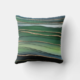 Elegant Green Gold Glitter Gradient Abstract   Cushion