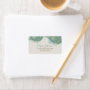 Elegant Green Gold Glitter Watercolor  Label