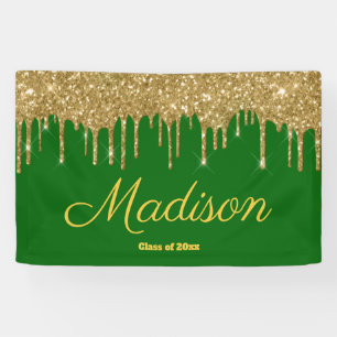 Elegant Green Gold Graduation Party Class of 2025 Banner