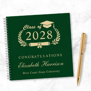 Elegant Green Gold Graduation Party Guest Book