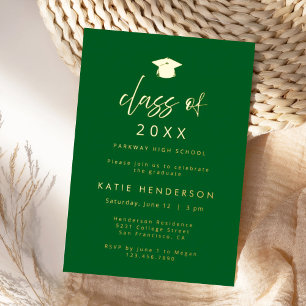 Elegant Green & Gold Graduation Party Invitation