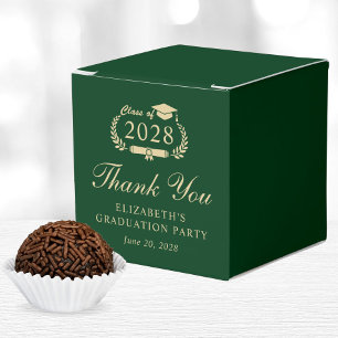 Elegant Green Gold Graduation Party Thank You Favour Box