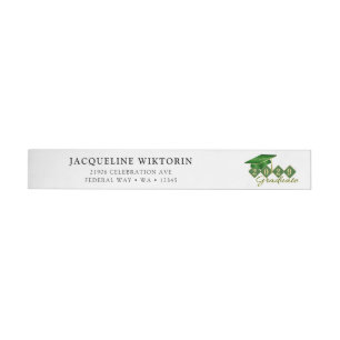Elegant Green Gold Graduation Return Address Wrap Around Label