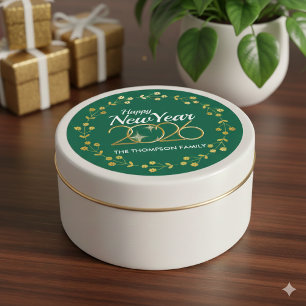 Elegant Green & Gold Happy New Year 2026 Sticker