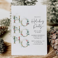 Elegant Green & Gold Ho Ho Ho Holiday Party