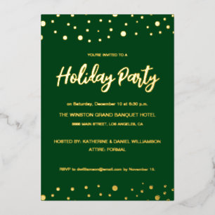 Elegant Green gold Holiday Party Confetti chic