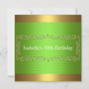 Elegant Green & Gold Jewel Birthday Event Invitation